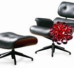 Black Leather Classic Charles Eames Chair and Ottoman 