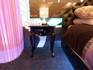 A close up of the Celebrity Big Brother Bedside Table