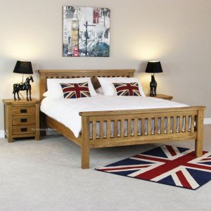 Rustic oak slatted bed