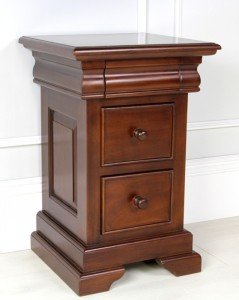 Mahogany sleigh two drawer bedside.