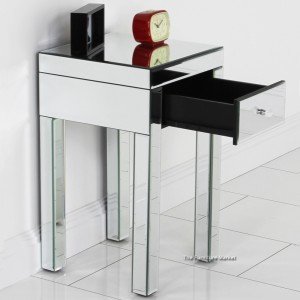 Venetian mirrored one drawer lamp table - drawer