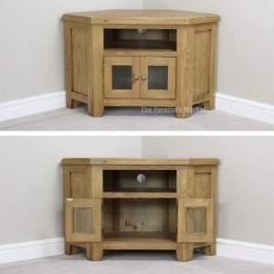 Cheshire oak corner TV unit - Open View