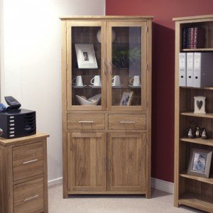 Opus solid oak display storage cabinet - front view