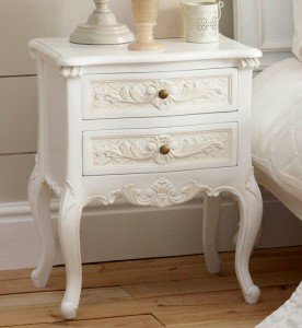 French chateau carved two drawer bedside