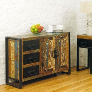 Urban chic industrial sideboard - three drawer two door.