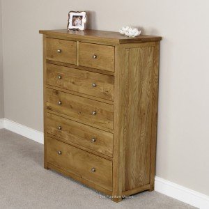 New England oak 2 over 4 chest of drawers - side