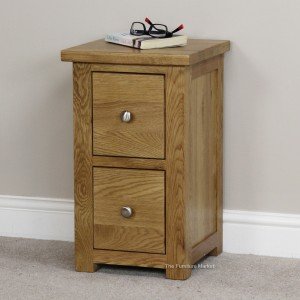 New England oak two drawer slim bedside