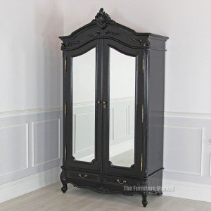 French Noir black 3 door armoire