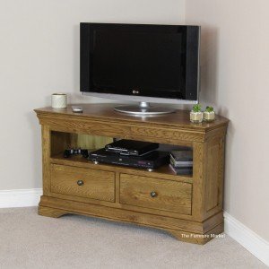 French Louis Oak Corner TV Unit