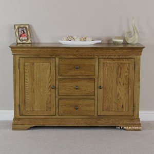 French Louis Oak Large Sideboard - Front View