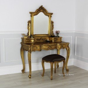 French gold leaf carved dressing table set.