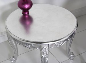 French silver leaf round coffee table - close up