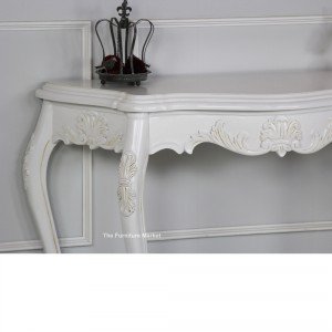 French chateau white painted console - close up