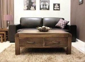 Shiro walnut four drawer coffee table - front view