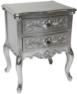 French silver leaf two drawer bedside 