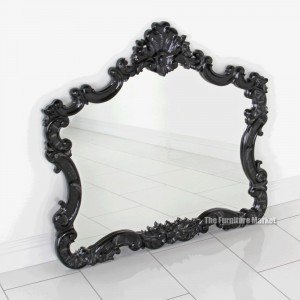 French noir black painted overmantle mirror