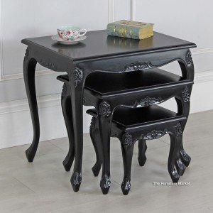 french noir black painted nest of tables