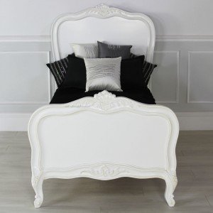 French Chateau White Painted Single Bed - Front