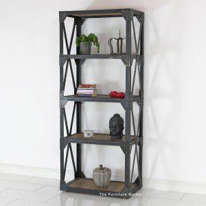 Industrial X Braced Large Bookcase