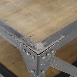 Industrial X Braced Side Table - Close Up