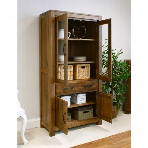 Mayan Walnut Large Glazed Bookcase - Internal