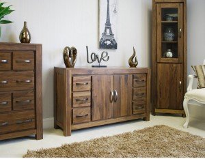 Mayan Walnut Six Drawer Sideboard