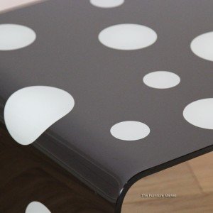 Geo Glass black polka dot coffee table - close up