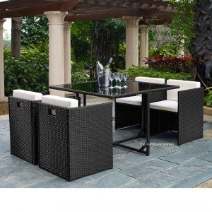 Black Rattan Cube Dining Set