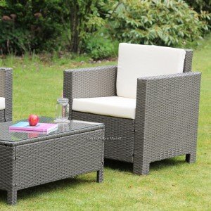 Brown Rattan Lounger Garden Set - Close Up