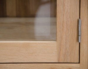 Opus Solid Oak Small Glazed Dresser - Close Up Bevelled Glass