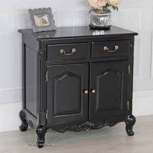 French Noir Black Painted Small Sideboard