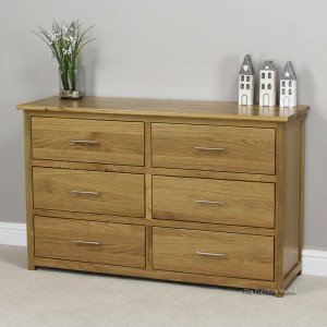 London Essentials Oak 6 Drawer Wide Chest