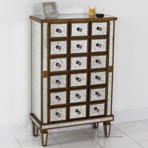 Antique Venetian Mirrored 18 Drawer Chest - Front