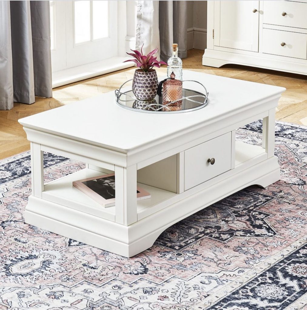 Wilmslow white painted 1 drawer coffee table