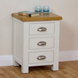 Cotswold Cream Painted 3 Drawer Bedside with Oak Top