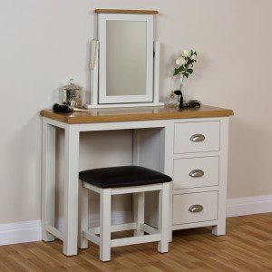 Cotswold Cream Painted Dressing Table with Stool and Mirror Set