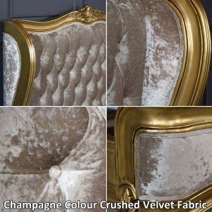 French Gold Leaf Upholstered Bed - Detailing 