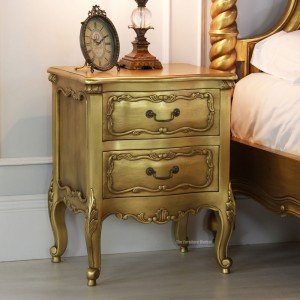 French Gold Leaf 2 Drawer Bedside