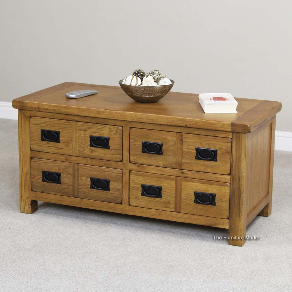 Product of the Week - Rustic Oak 4 Drawer Storage Coffee Table