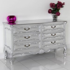 French Silver Leaf 6 Drawer Chest