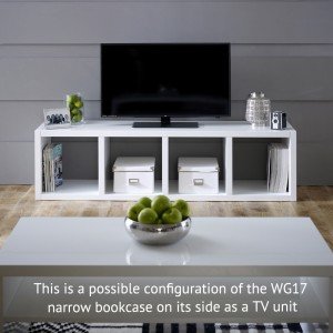 The White High Gloss 4 Square Widescreen TV and Media Wall Unit - Single Module