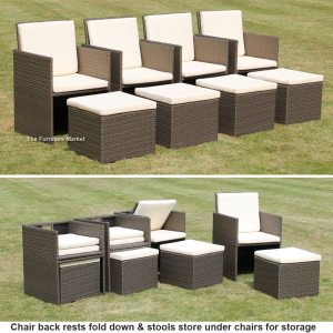 Golden Brown Rattan Cube Seat Storage