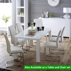 White High Gloss 6 Seater Dining Table with Matching Chairs