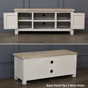 Grey Stone Painted Large Widescreen TV Unit - Interior and Rear