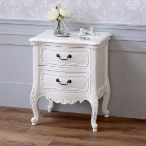 French Chateau 2 Drawer Carved Bedside