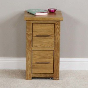 London Solid Oak 2 Drawer Slim Narrow Bedside - Front