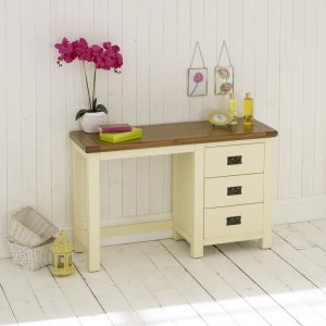 Cream Painted Rustic Oak Pedestal Dressing Table