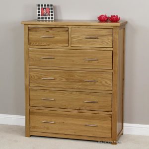 London Solid Oak 2 Over 3 Drawer Chest of Drawers