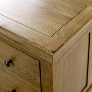 French Louis Oak Wide 7 Drawer Chest - Close Up