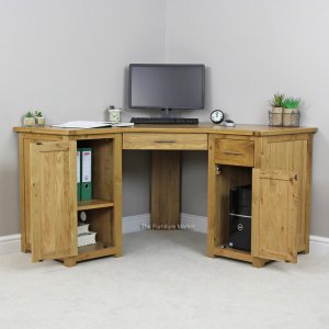 London Solid Oak Corner Desk - Internal